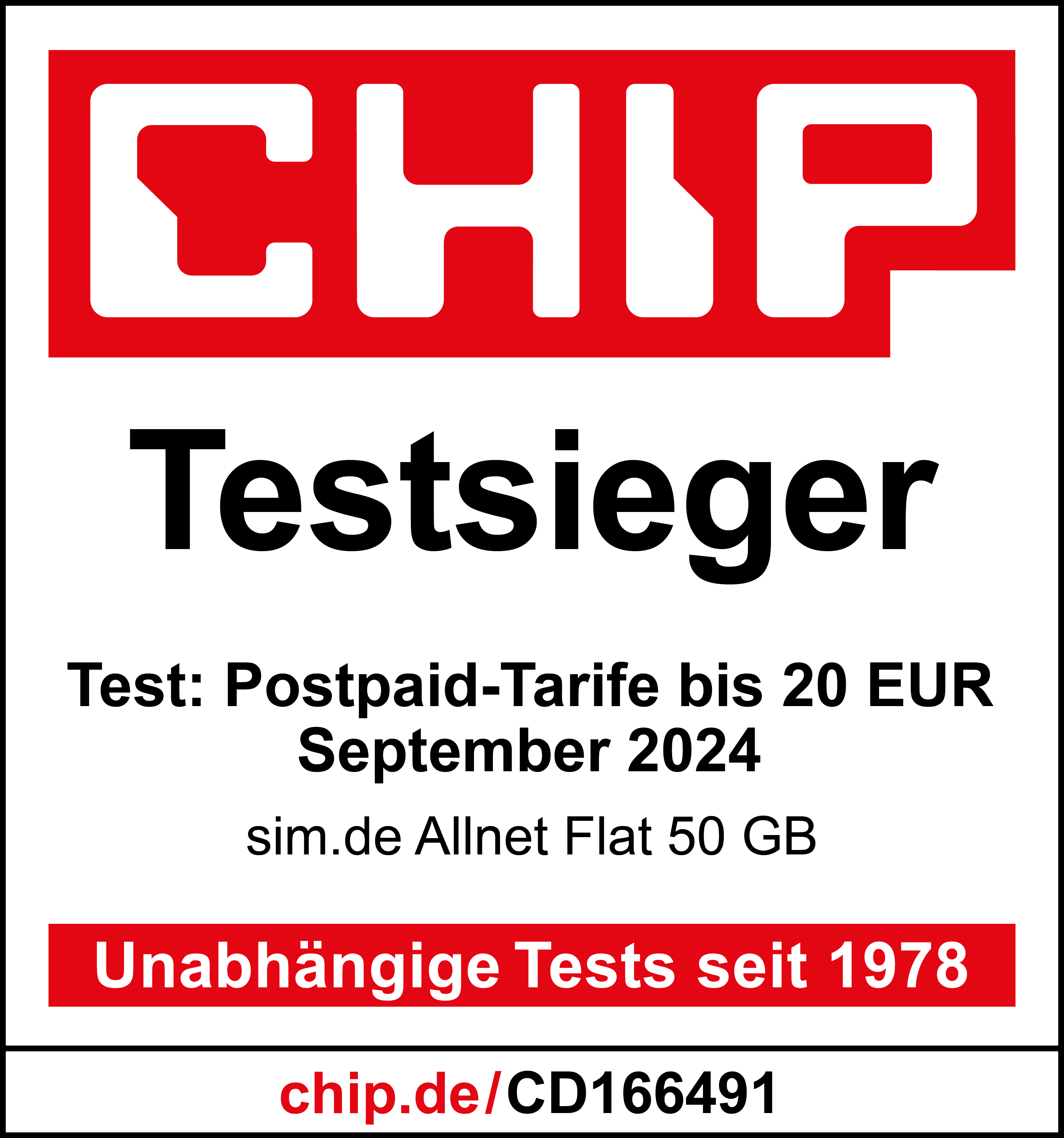 sim.de Allnet Flat 50 GB ist CHIP Testsieger