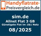 Siegel Günstigste Flat im 1&1 Netz: 3 GB. Zum Test